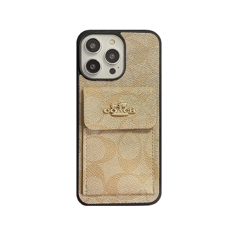 Coach iPhone Case With Card Holder Wallet Coffee -SZK240425 - Bestocase