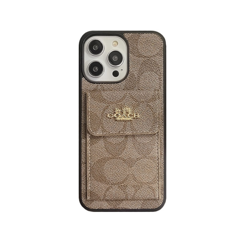 Coach iPhone Case With Card Holder Wallet Light Brown -SZK240425 - Bestocase