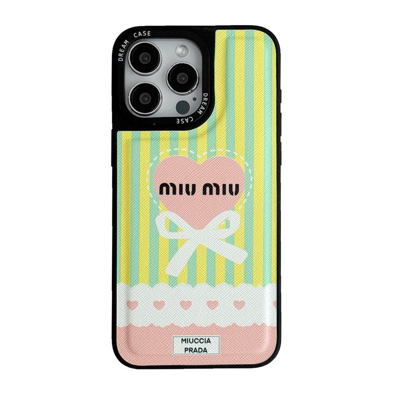 Miu Green & Pink Leather iPhone Case - Bestocase