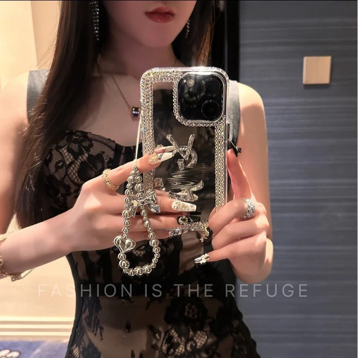 Estuche para iPhone con espejo de belleza glamorosa: ¡maquillaje y estilo para llevar!