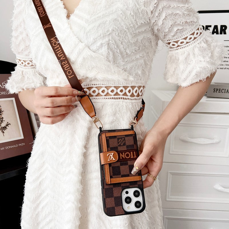 Lou Card Bag Chain Classic Brown iPhone Case