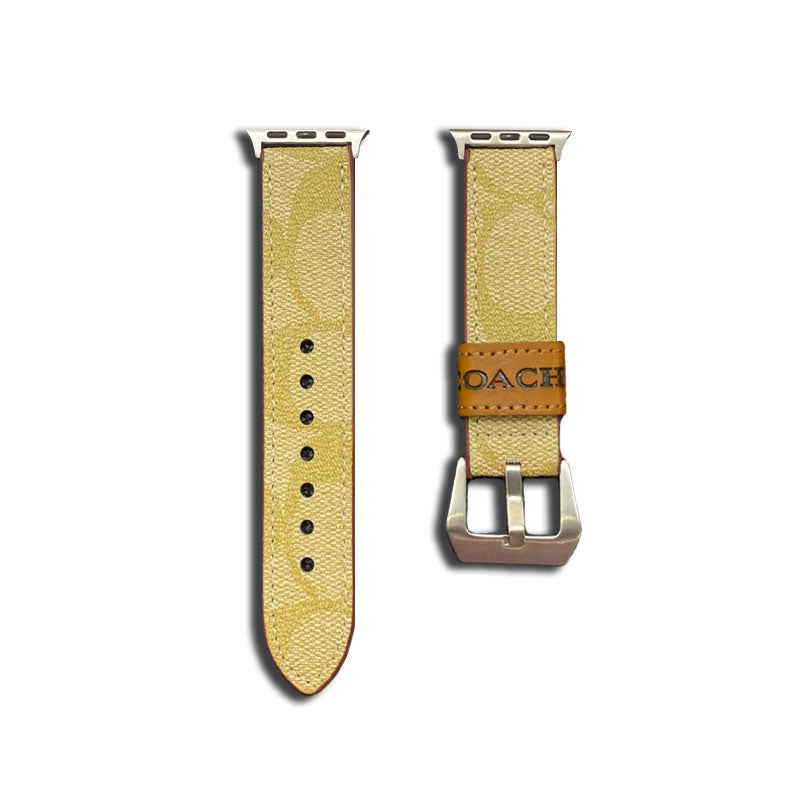 Leather Coach Apple Watch Band Coffee-YHK244221710 - Bestocase