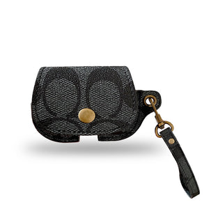 Leather Coach AirPods Pro Case Black-CC231215 - Bestocase
