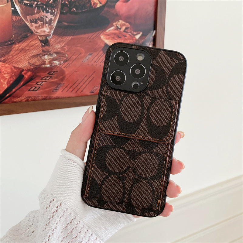 Coach iPhone Case With  Wallet Dark Brown-HP240513 mysite