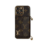 Monogram iPhone Case With Wallet And Strap Brown Small Printing-XFQ240329 - Bestocase