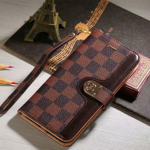 Luxury Monogram Leather Flip Phone Wallet Case With Airpods case Bestocase