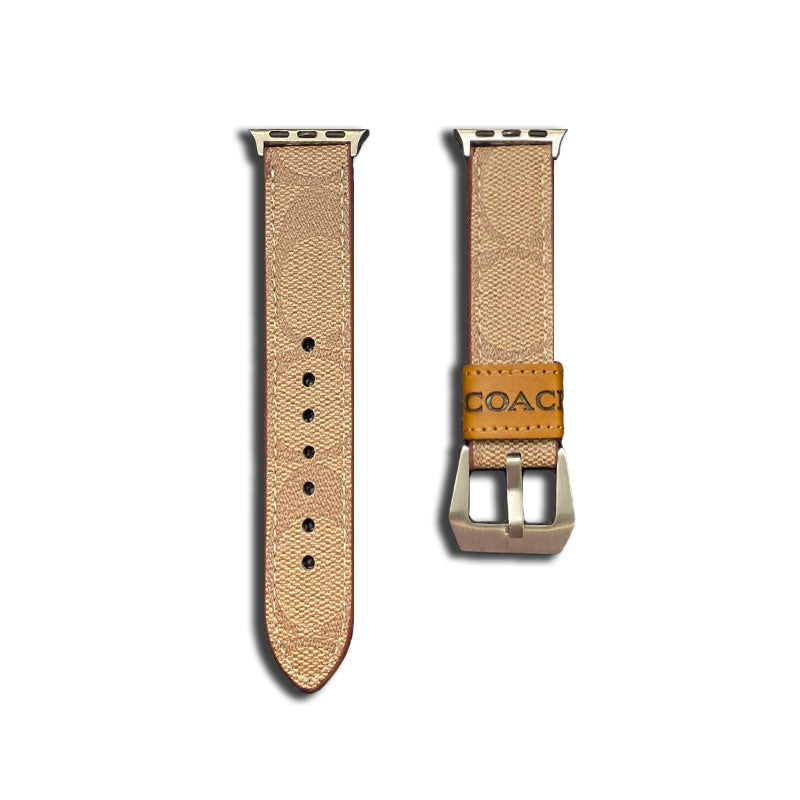 Leather Coach Apple Watch Band Light Brown-YHK244221710 - Bestocase