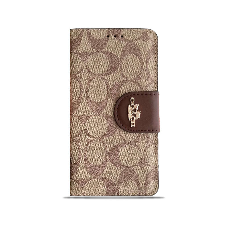 Coach iPhone Case  Leather Flip Case with Card Holder Brown-PTK241622 mysite