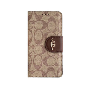 Coach iPhone Case  Leather Flip Case with Card Holder Brown-PTK241622 mysite