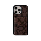 Coach iPhone Case With Card Holder And Strap Dark Brown -SJ240513 - Bestocase
