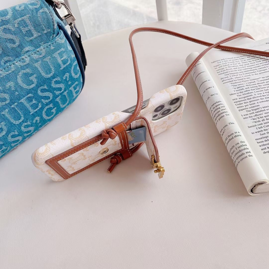 White Celine iPhone Case With Card Holder -LH240109 - Bestocase