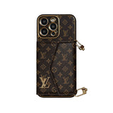 Monogram iPhone Case With Wallet And Strap Brown Small Printing-XFQ240329 - Bestocase