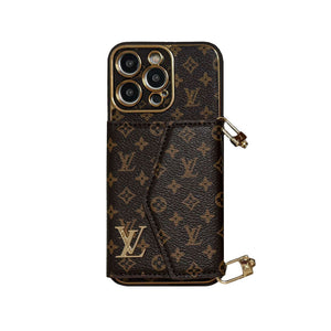 Monogram iPhone Case With Wallet And Strap Brown Small Printing-XFQ240329 - Bestocase