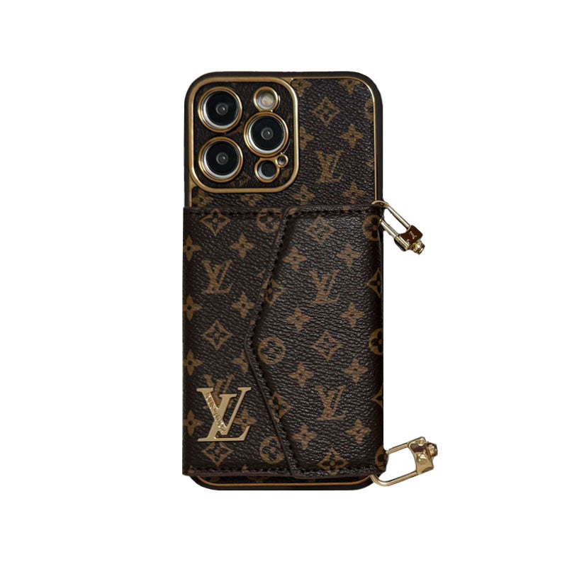 Monogram iPhone Case With Wallet And Strap Brown Small Printing-XFQ240329 - Bestocase