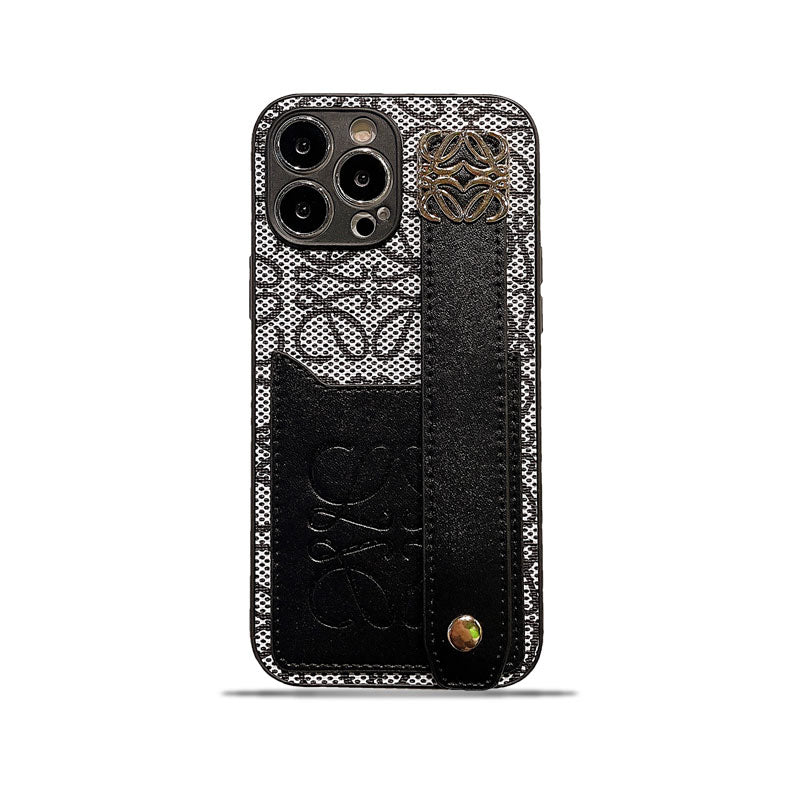 Funda de piel Loewe para iPhone, color negro - HDK231201