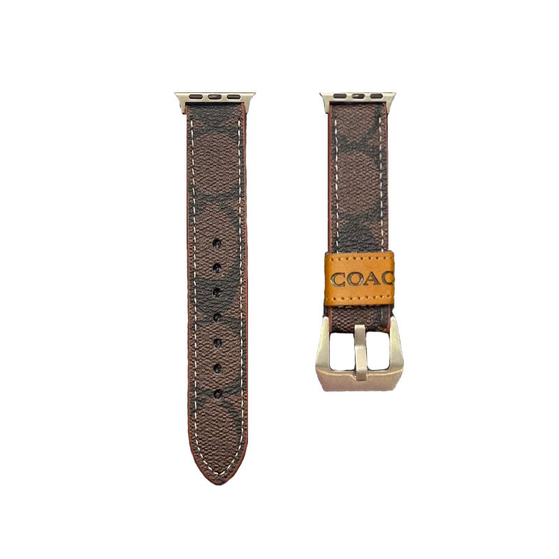 Leather Coach Apple Watch Band Light Brown-YHK244221710 - Bestocase