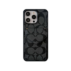 Coach iPhone Case With Card Holder And Strap Dark Brown -SJ240513 - Bestocase