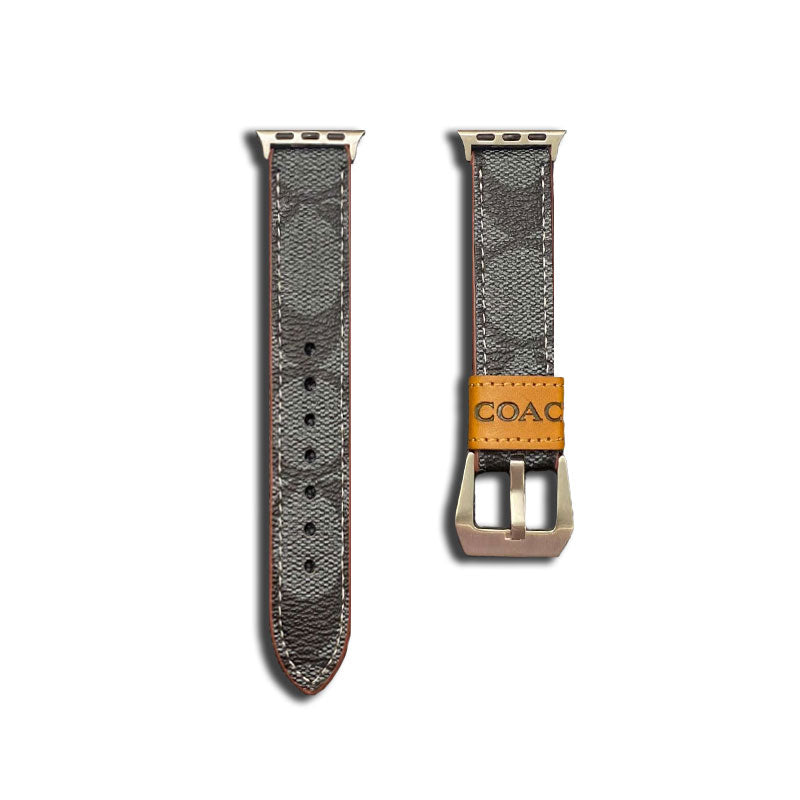 Leather Coach Apple Watch Band Black-YHK244221710 - Bestocase