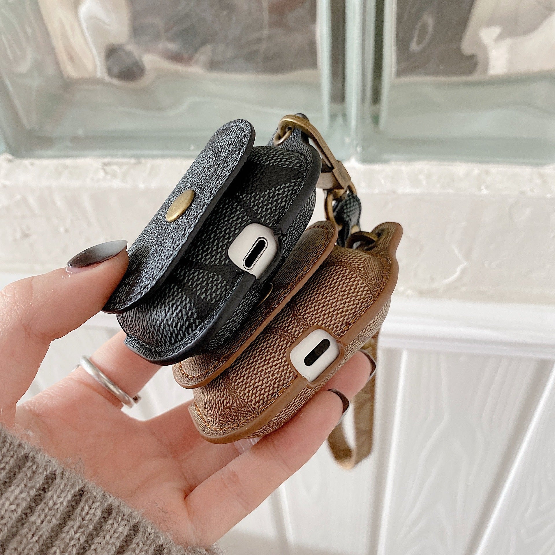 Leather Coach AirPods Pro Case Brown-CC231215 - Bestocase