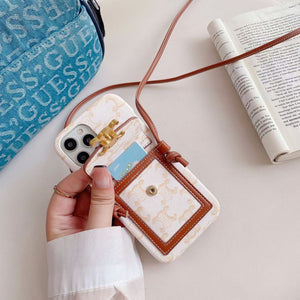 White Celine iPhone Case With Card Holder -LH240109 - Bestocase