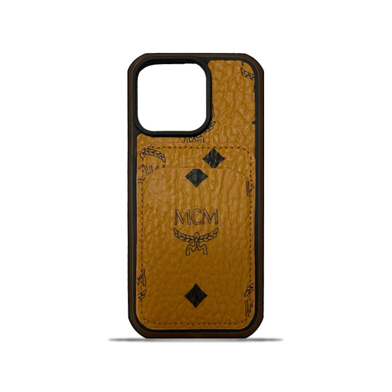 MCM iPhone Case With Card Holder  Yellow-MCK240603 - Bestocase