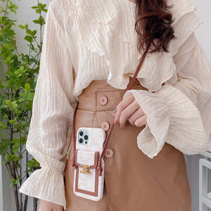 White Celine iPhone Case With Card Holder -LH240109 - Bestocase