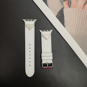 Double Triangle Monogram Label Leather Apple Watch Band - Bestocase