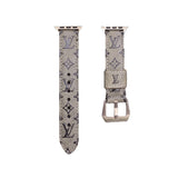 Leather Monogram Apple Watch Bands Leather Blue-YH24422 - Bestocase