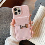 H Card Holder Leather iPhone Case - Bestocase