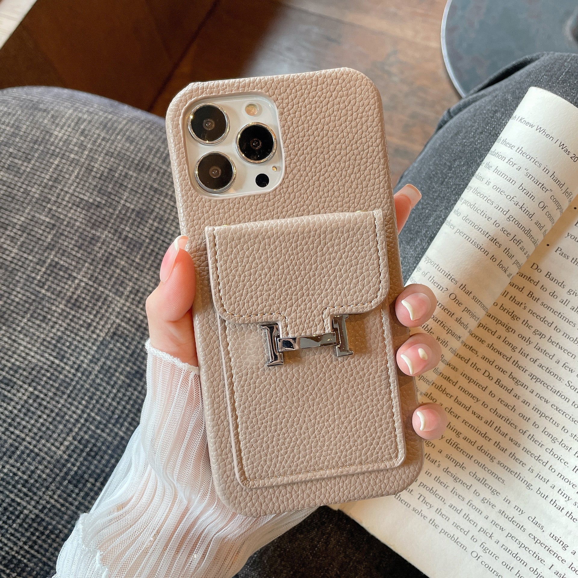 H Card Holder Leather iPhone Case - Bestocase