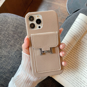 H Card Holder Leather iPhone Case - Bestocase