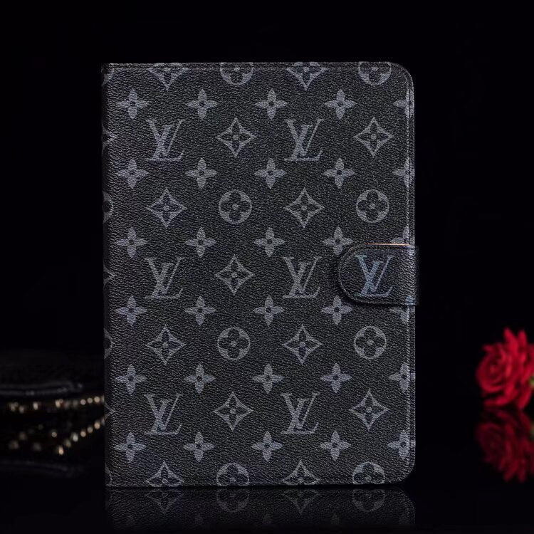 Luxury Canvas Monogram Leather Fresh Summer Theme Pattern Apple iPad case Black - Bestocase