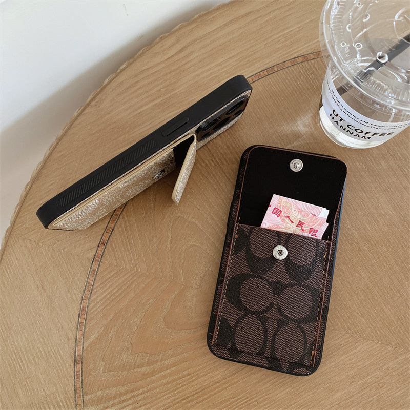 Coach iPhone Case With  Wallet Dark Brown-HP240513 mysite