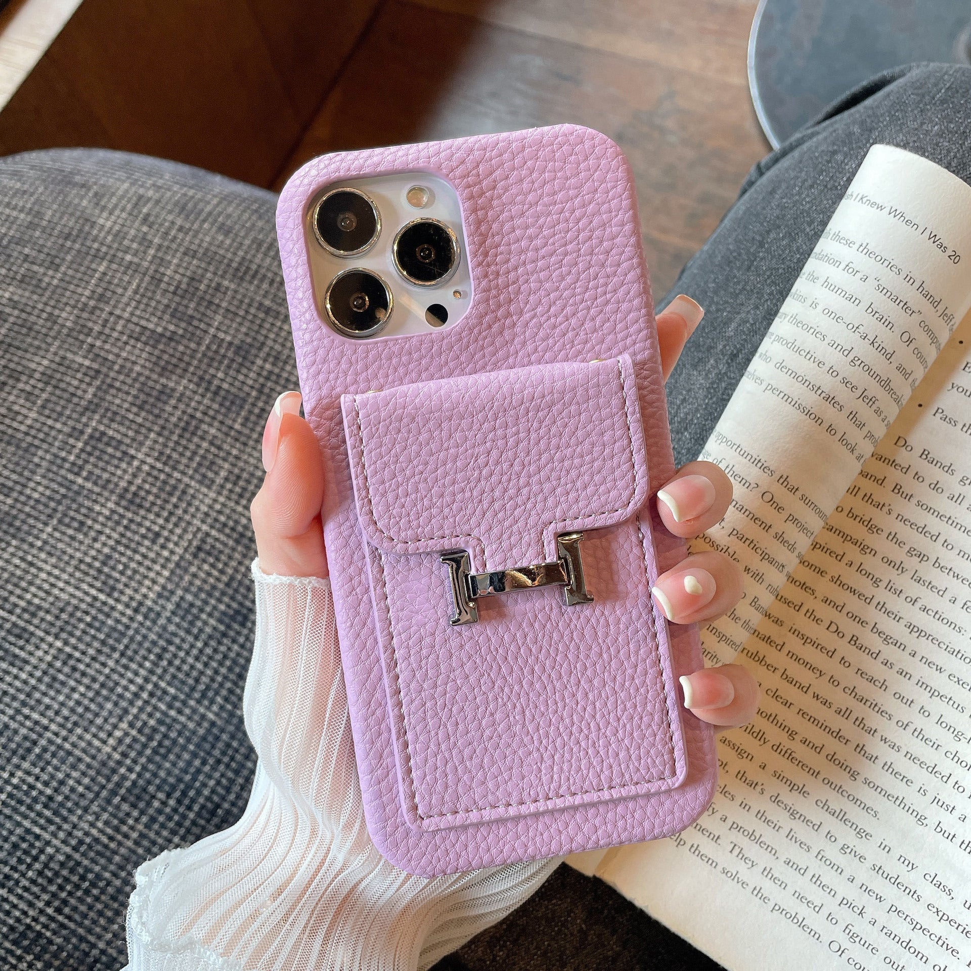 H Card Holder Leather iPhone Case - Bestocase