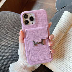 H Card Holder Leather iPhone Case - Bestocase