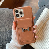 H Card Holder Leather iPhone Case - Bestocase