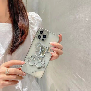 Silver Reflective Bear Transparent iPhone Case - Bestocase