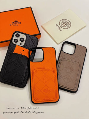 H Leather Card Holder iPhone Case - Bestocase
