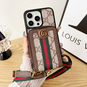 Lou GG Card Holder Chain iPhone Case - Bestocase