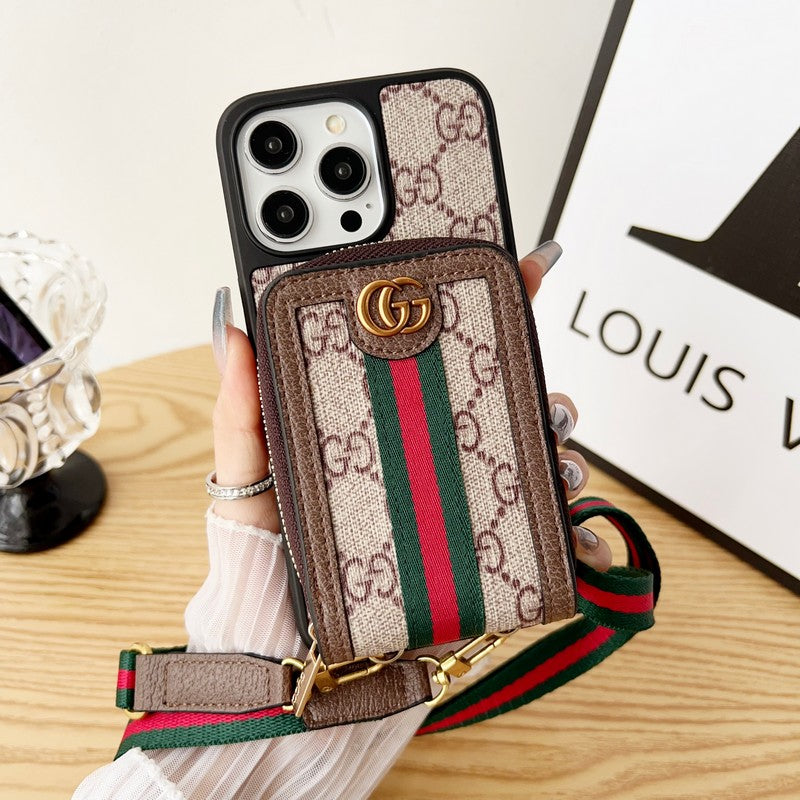 Lou GG Card Holder Chain iPhone Case - Bestocase