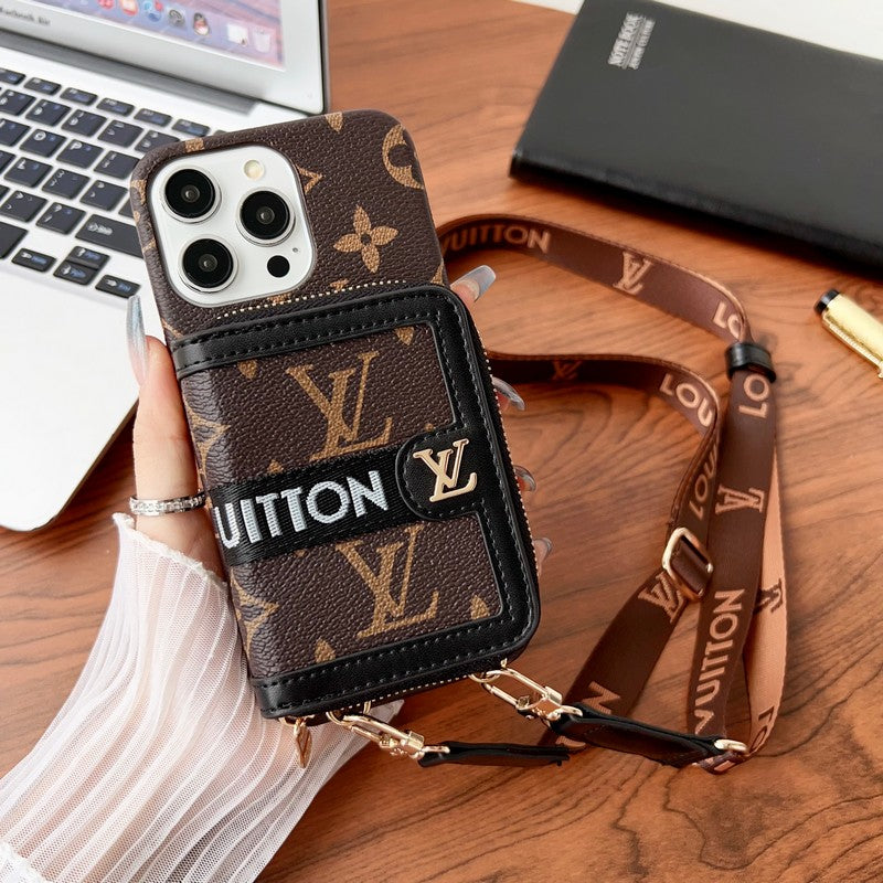 Funda para iPhone con cadena y tarjetero Lou GG
