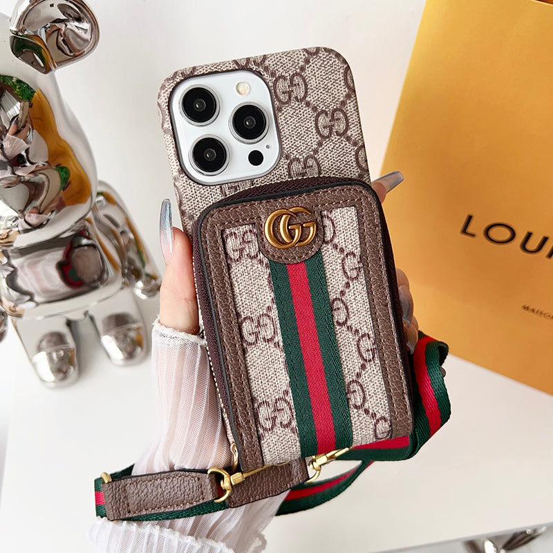 Lou GG Card Holder Chain iPhone Case - Bestocase