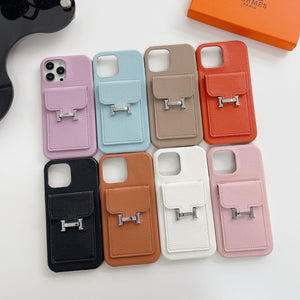 H Card Holder Leather iPhone Case - Bestocase