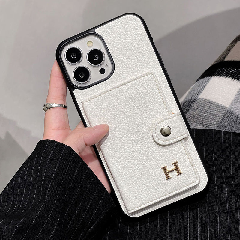H Leather Card Holder iPhone Case - Bestocase