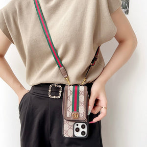Lou GG Card Holder Chain iPhone Case - Bestocase