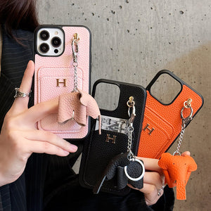 H Card Holder Leather Pendant iPhone Case mysite