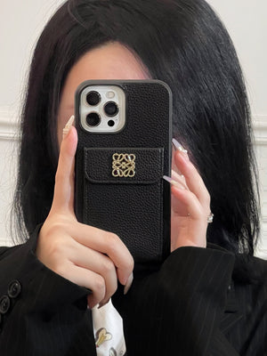 LOEWE iPhone Case With Card Holder Black-QBK240603 - Bestocase
