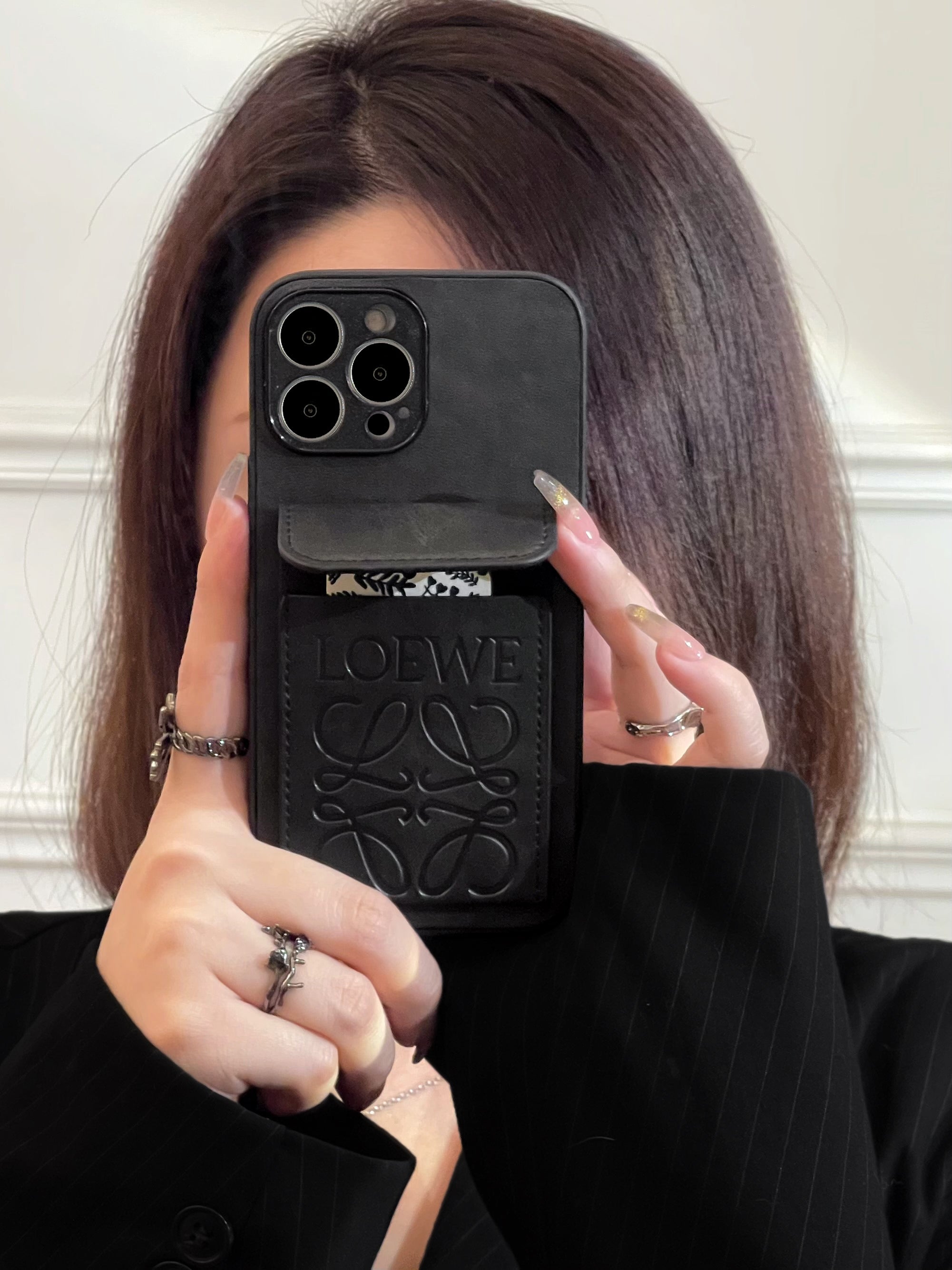 LOEWE iPhone Case With Card Holder Black-LZP241448 mysite