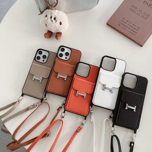 H Card Bag Leather Crossbody iPhone Case - Bestocase