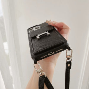 H Card Bag Leather Crossbody iPhone Case - Bestocase
